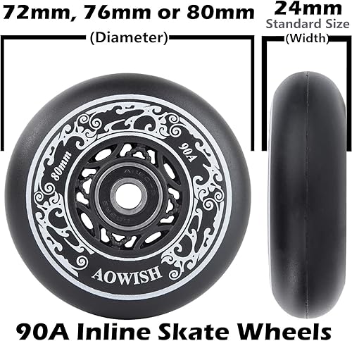 Vista 31 de Inline Skate Wheels Outdoor Asphalt Formula Aggressive Roller Blades Wheels 90a Roller Hockey Replacement Wheels with Bearings ABEC-9 and Floating