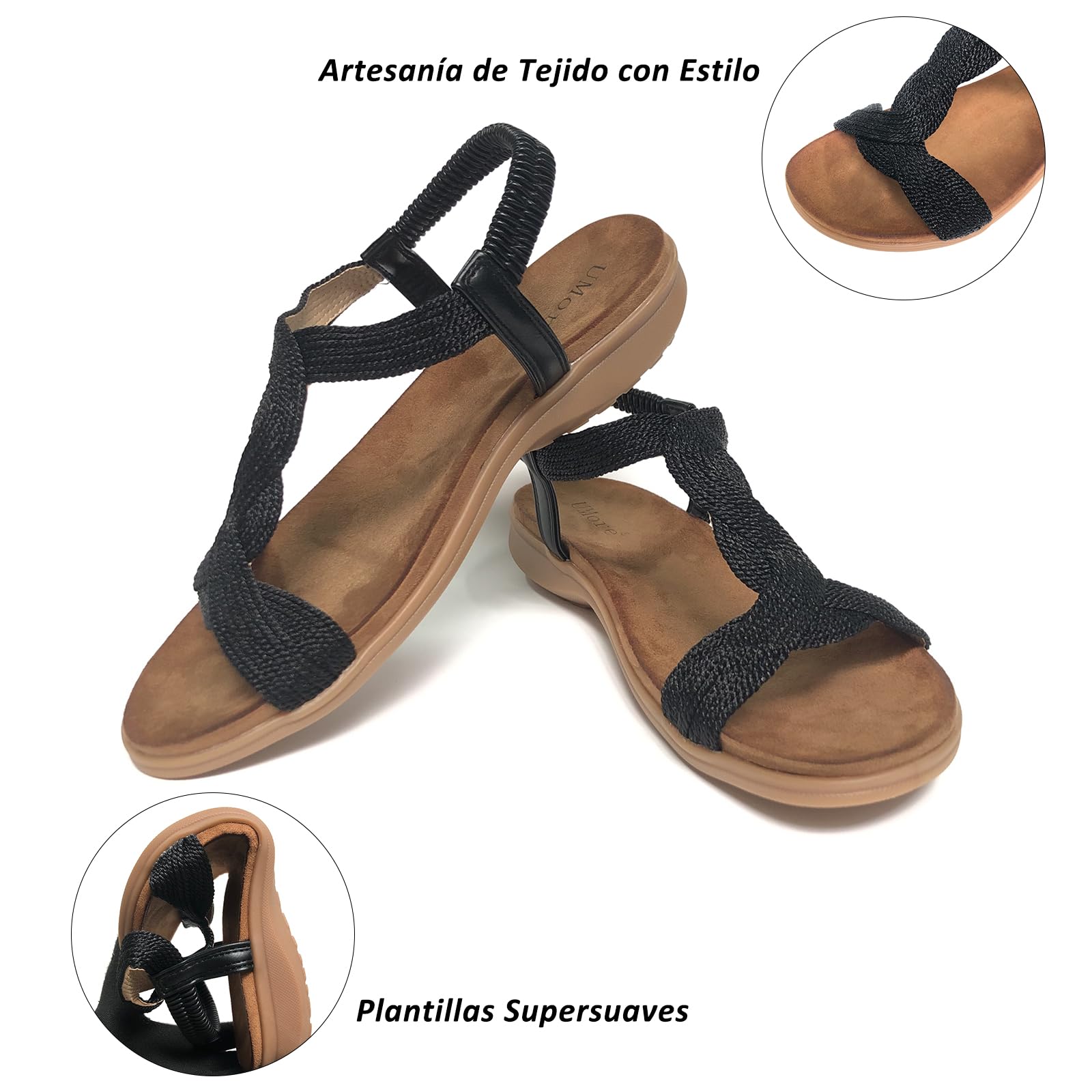 UMore Jeans Flat Sandal, Sandalias Punta Cerrada Mujer Sandalias Planas de Verano para Mujer Tanga Bohemia