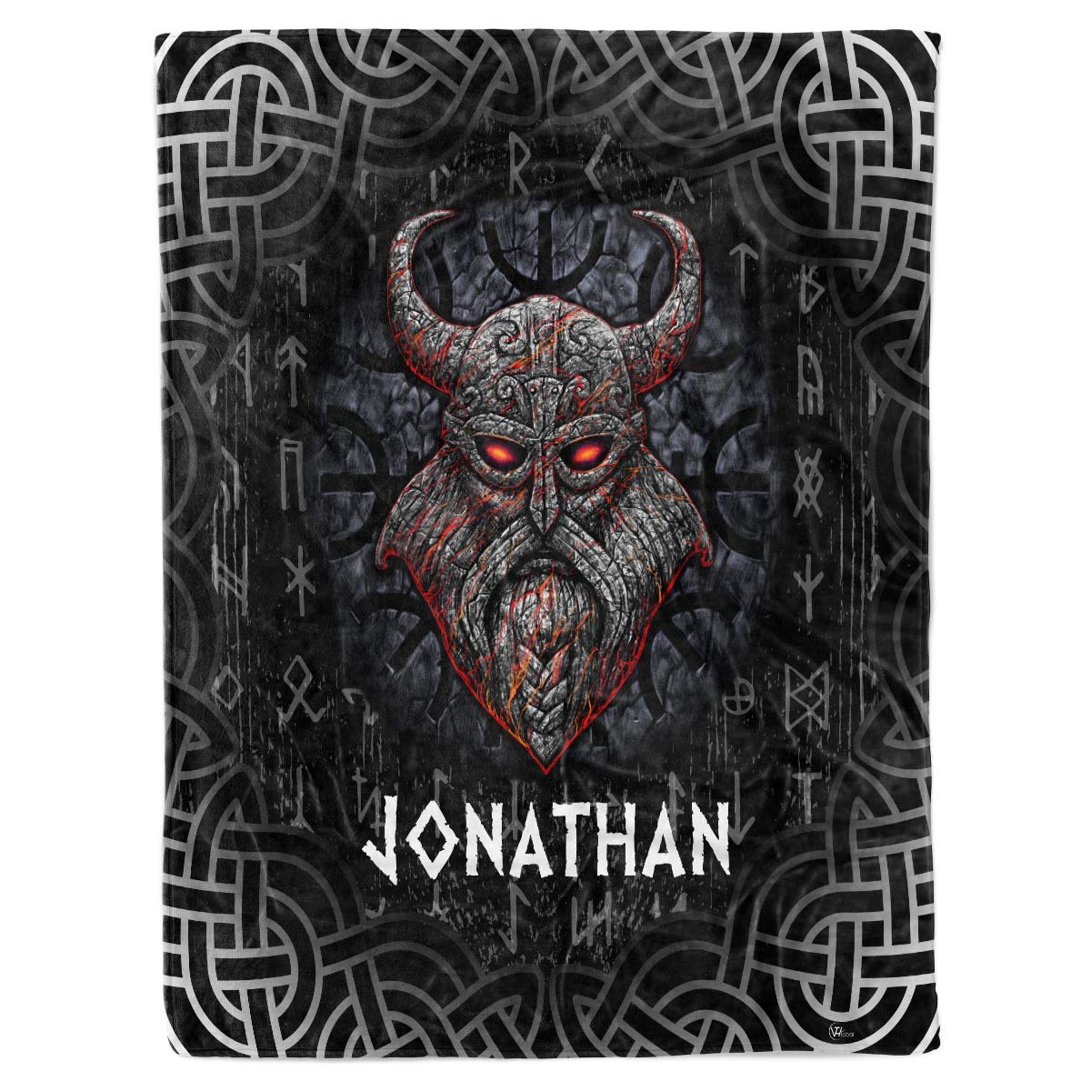 VTH GLOBAL Personalized Custom Name Viking Odin The Northern God Celtic Raven Scandinavian Norse Runes Helmet Sign Sherpa/Fleece Throw Blanket, Version 5