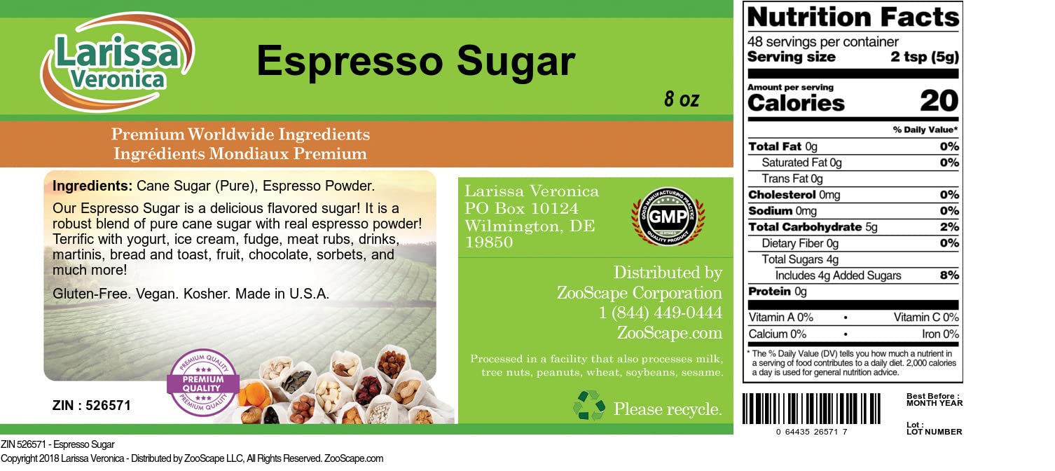 Amazon.com : Espresso Sugar (8 oz, ZIN: 526571) : Grocery