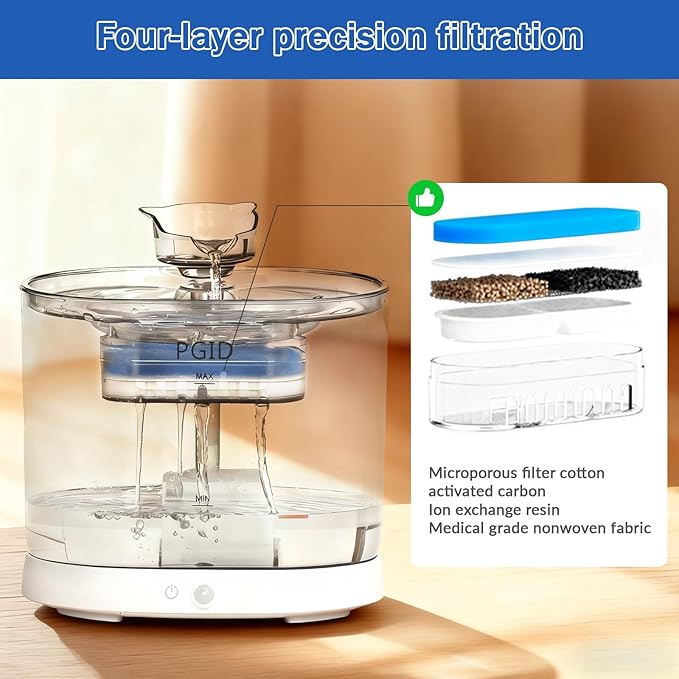 Fuente de Agua para Gatos Inalámbrica, Automática, 2.2L, Batería Recargable miniatura 4