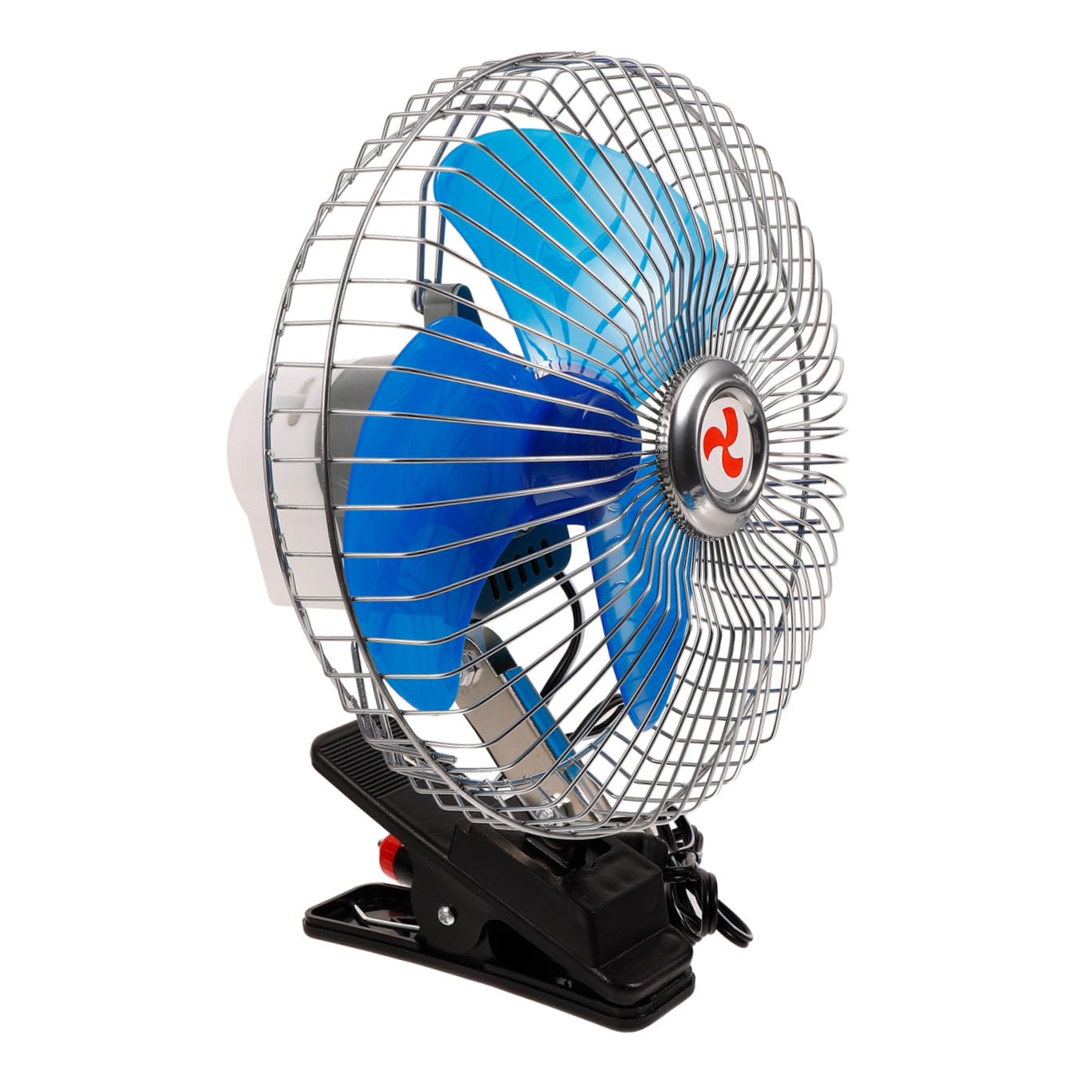 TOYANDONA 12v Car Oscillating Clip-on Fan: 8 Inch Portable Dashboard Cooling Fan for Cars, Trucks & Boats, Powerful Airflow, Adjustable Angle, Safe Metal Guard (blue)