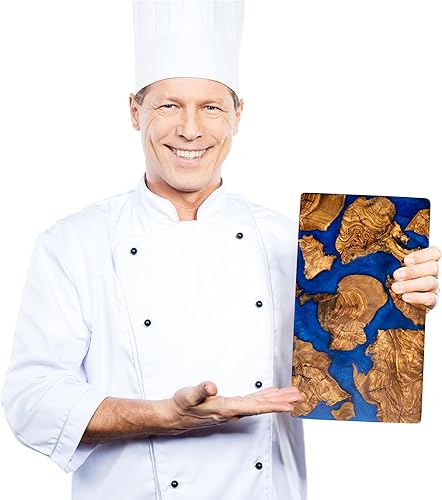 Miniatura 25 de Tabla de queso hecha a mano de madera de olivo con resina, tablas de embutidos y bandeja para servir, tabla de servir epoxi de madera, tabla