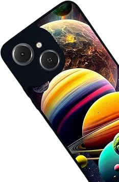 Tecno Spark 40C ile Uyumlu Kılıf, Yumuşak Silikon, Koruyucu, Şok Emici, Uzay Tasarımı, Siyah
