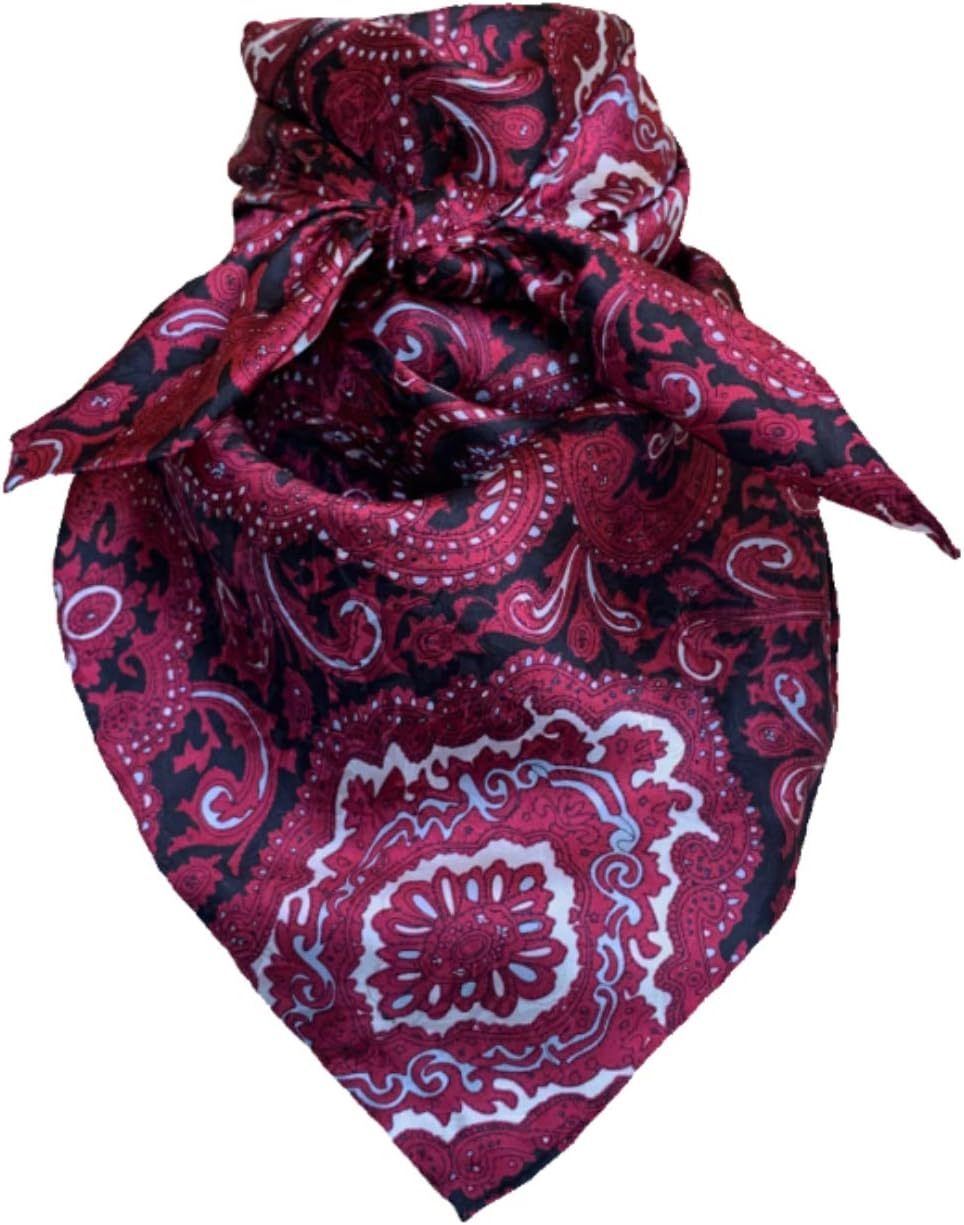 Wyoming Traders Paisley Cowboy Wild Rag 100% Silk Scarf Bandana Multiple Colors XL 42"