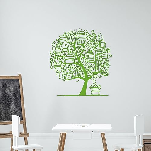 Miniatura 3 de Vinilo adhesivo de pared para libros, árbol, biblioteca, sala de lectura, mural, decoración grande (g5550), color negro