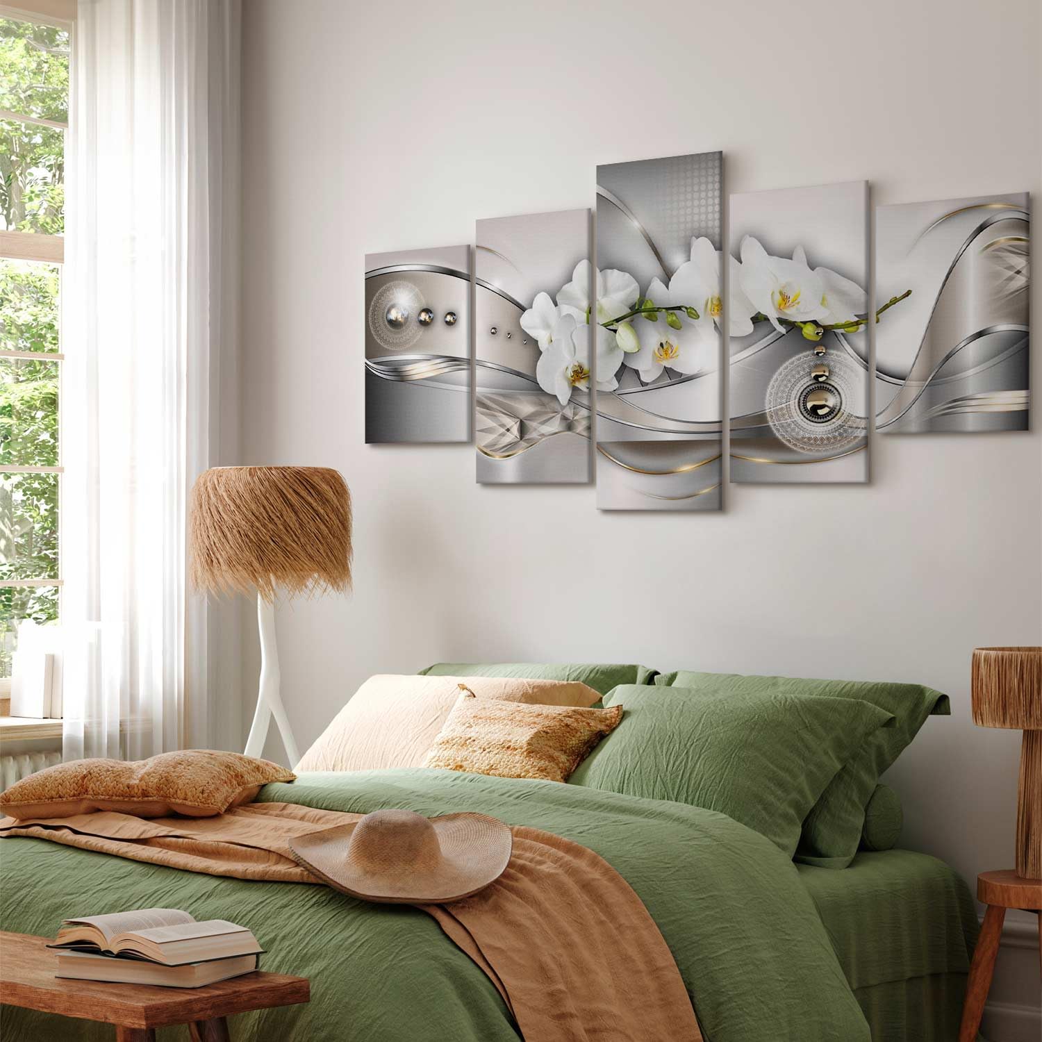 Grand Tableau Décoratif Toile 200x100 Cm – Abstraction Géométrique Or Gris Marron Beige – Style Moderne Élégant Pour Salon Chambre Bureau