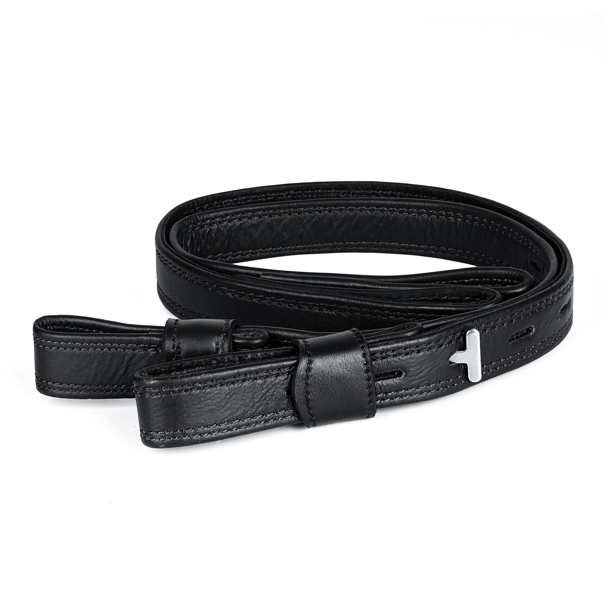 GALLOP SHOP Premium Leather Stirrup Straps, Close Contact Double-Stitched, Horse Riding Equipment (Black, 70 CM)