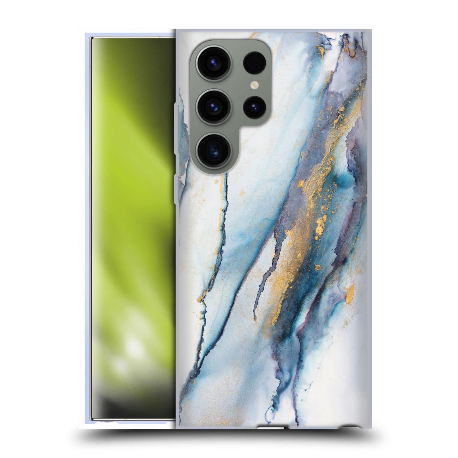 Head Case Designs Officially Licensed LebensArt Blue Gold Glamour Patterns Soft Gel Case Compatible with Samsung Galaxy S23 Ultra 5G