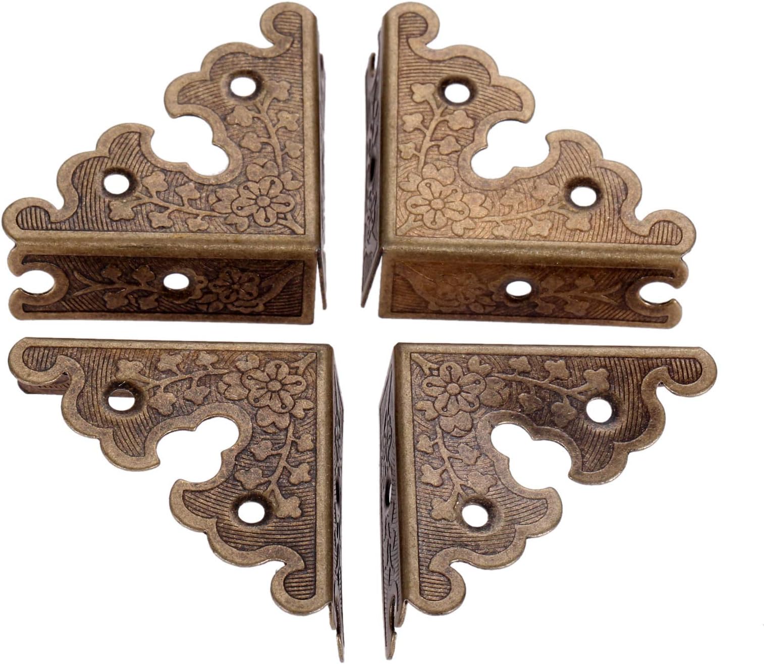 4Pcs Decorative Corner Protectors, Retro Style Edge Safety Guards Covers for Picture Frame Album Jewelry Box Gift Box Wooden Case Chest Tables Cabinet Furniture, 1.34"x1.34"-Antique Bronze
