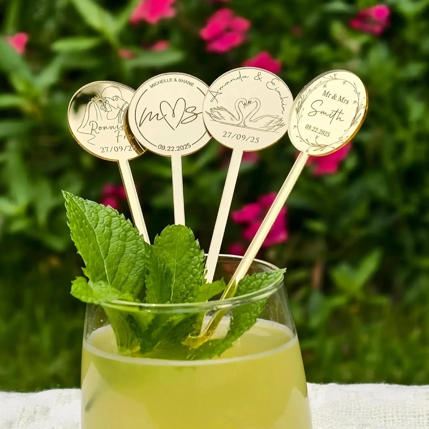 Party Decor Custom Cocktail stirrers Personalised Drink Stirrers Wedding Decorations Baby Shower Swizzle Decoration (18CM,50PCS)