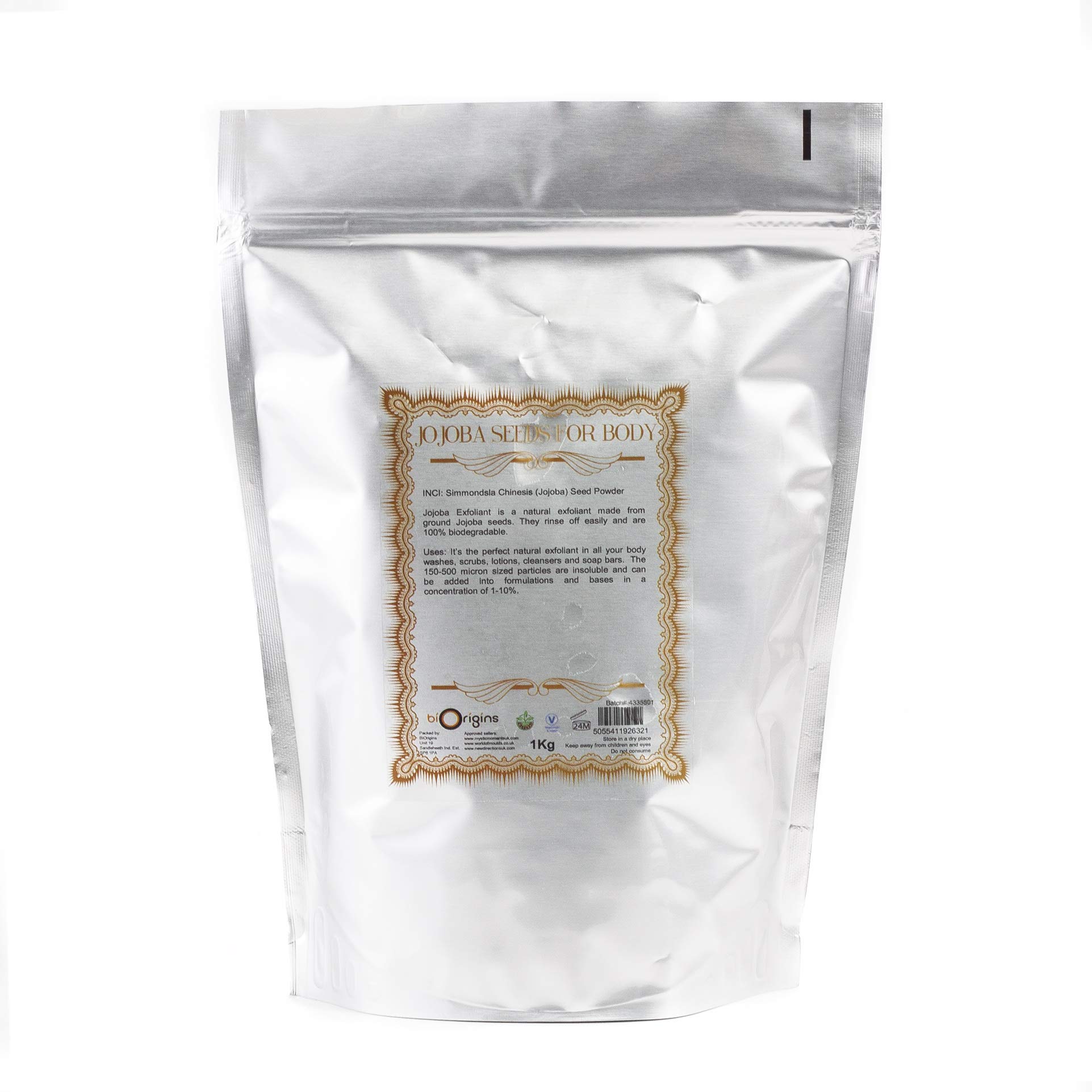 Mystic Moments | Jojoba-Körperpeeling Pulver | 1Kg | Simmondsia chinensis Samenpulver, biologisch abbaubar, für Peelings, Seifen, Reiniger und Körperpflege.