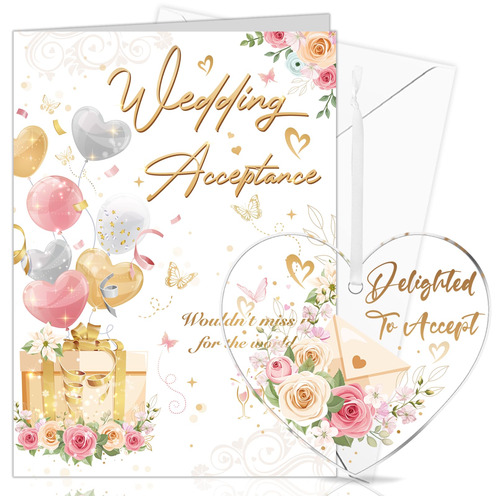 HOWAF Wedding Acceptance Card, Delighted To Accept Wedding Card, RSVP Cards Wedding Acceptance