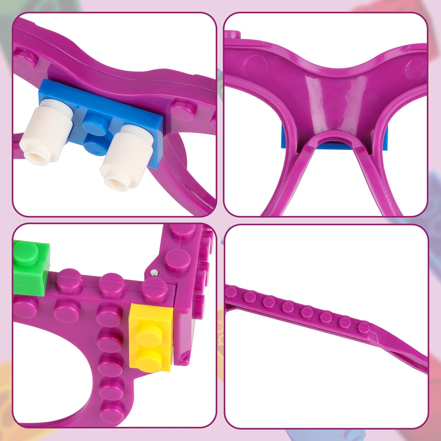 6 Pcs DIY Building Bricks Glasses Building Blocks Games for Kids Birthday Party Favors Supplies, Boys Girls Carnival Party Games Decor