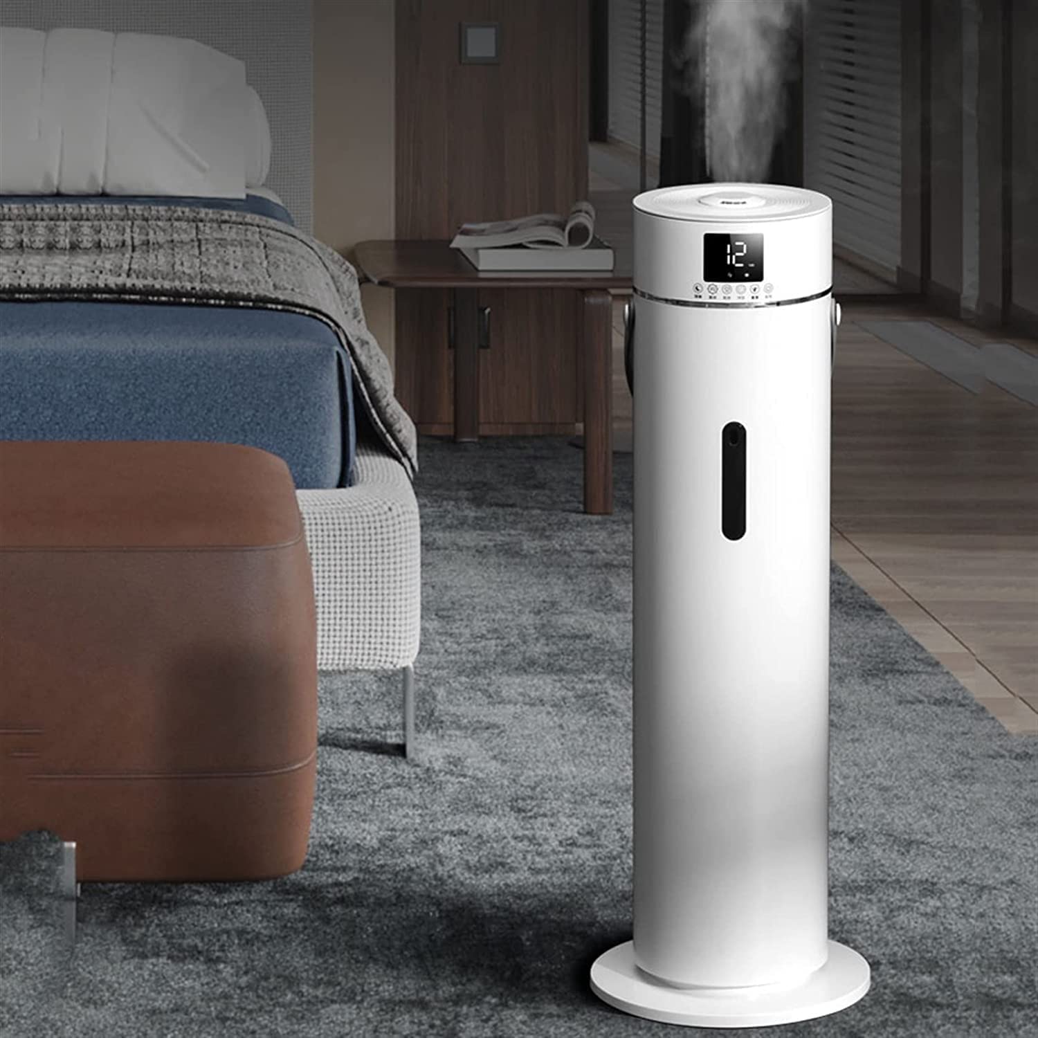 Humidificador ultrasónico de Torre para Toda la casa de 9 l, con 3 Niveles de Niebla, Temporizador, Control Remoto, para Dormitorio, Sala de Estar, bebés, niños, y(