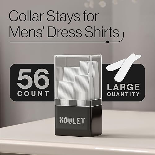 Miniatura 2 de 56 estancias de cuello para camisas de vestir para hombre, inserciones de cuello de camisa de vestir premium, 4 tamaños