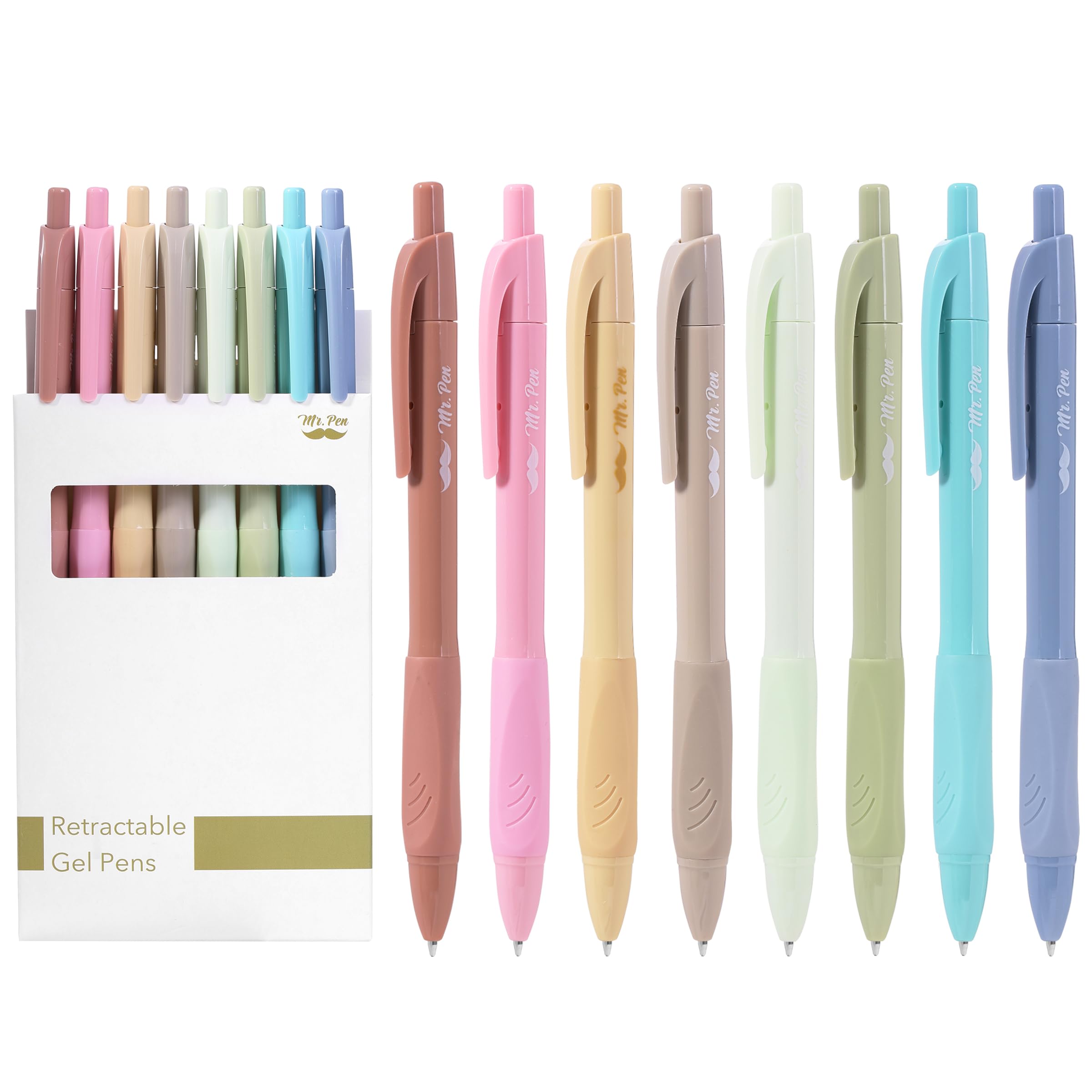 Mr Pen- Retractable Gel Pens 8 Pack Black Ink Soft Grip Soft Pastel Barrel Gel Pens Fine Point — view 9