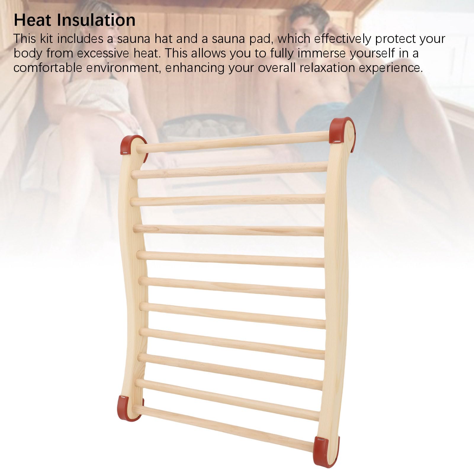 Pssopp Schienale per Sauna Supporto per Schiena per Sauna in Legno Pino Design Ergonomico Curvo con Imbottitura per Cappello e Pantofole Comfort Antiscivolo per l'uso in Familiare in Palestra