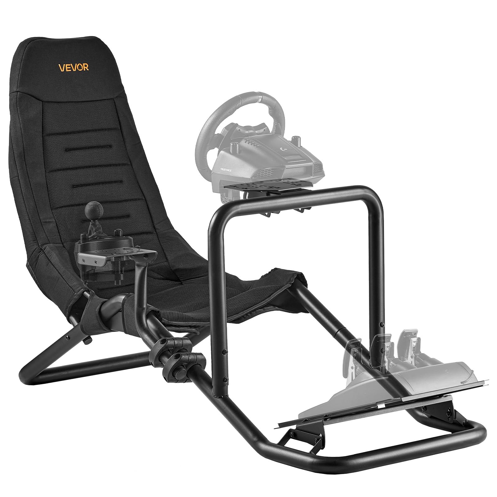 VEVOR Soporte para Volante de Carreras Integrado Cabina Abierta, Soporte de Volante Compatible con Logitech G27, G29, G920, G923, Thrustmaster T300RS, TX F458, T500RS, T3PA-PRO (F1/GT), Pedales CSR