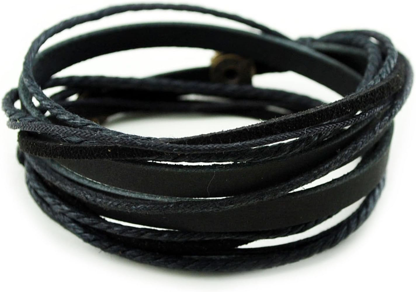 Genuine Leather Bracelet for Women & Men,Unisex Multilayer Leather Adjustable Bracelet Cuff Wrap Multicolor Rope Wristband