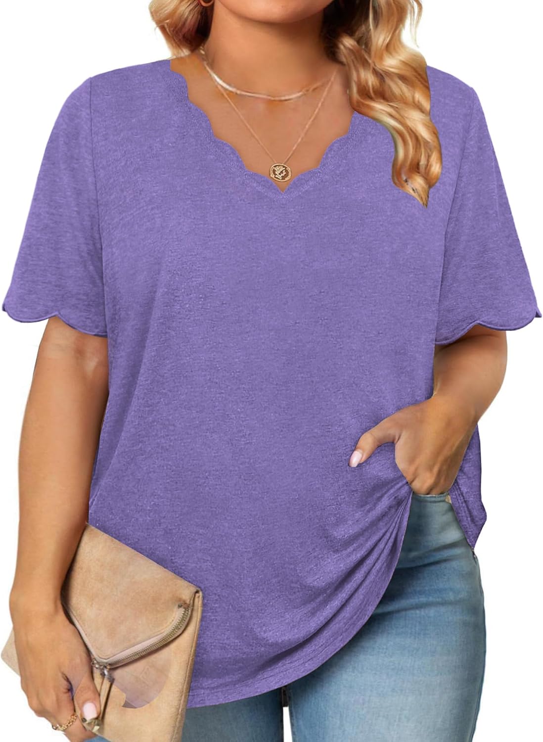 JomeDesign Womens Short Sleeve Tops V Neck Dressy Casual Loose Fit Shirts Summer Vacation Blouses 2026 Trendy Clothes - Image 2