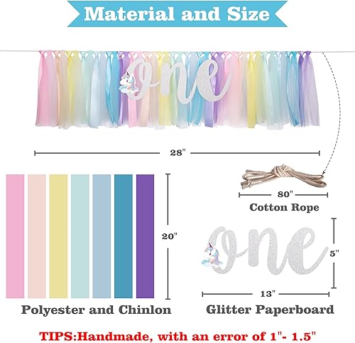 Miniatura 3 de Cartel decorativo de unicornio para silla de bebé - Cartel de primer cumpleaños, guirnalda de tela para silla de bebé, suministros de fiesta, rojo,