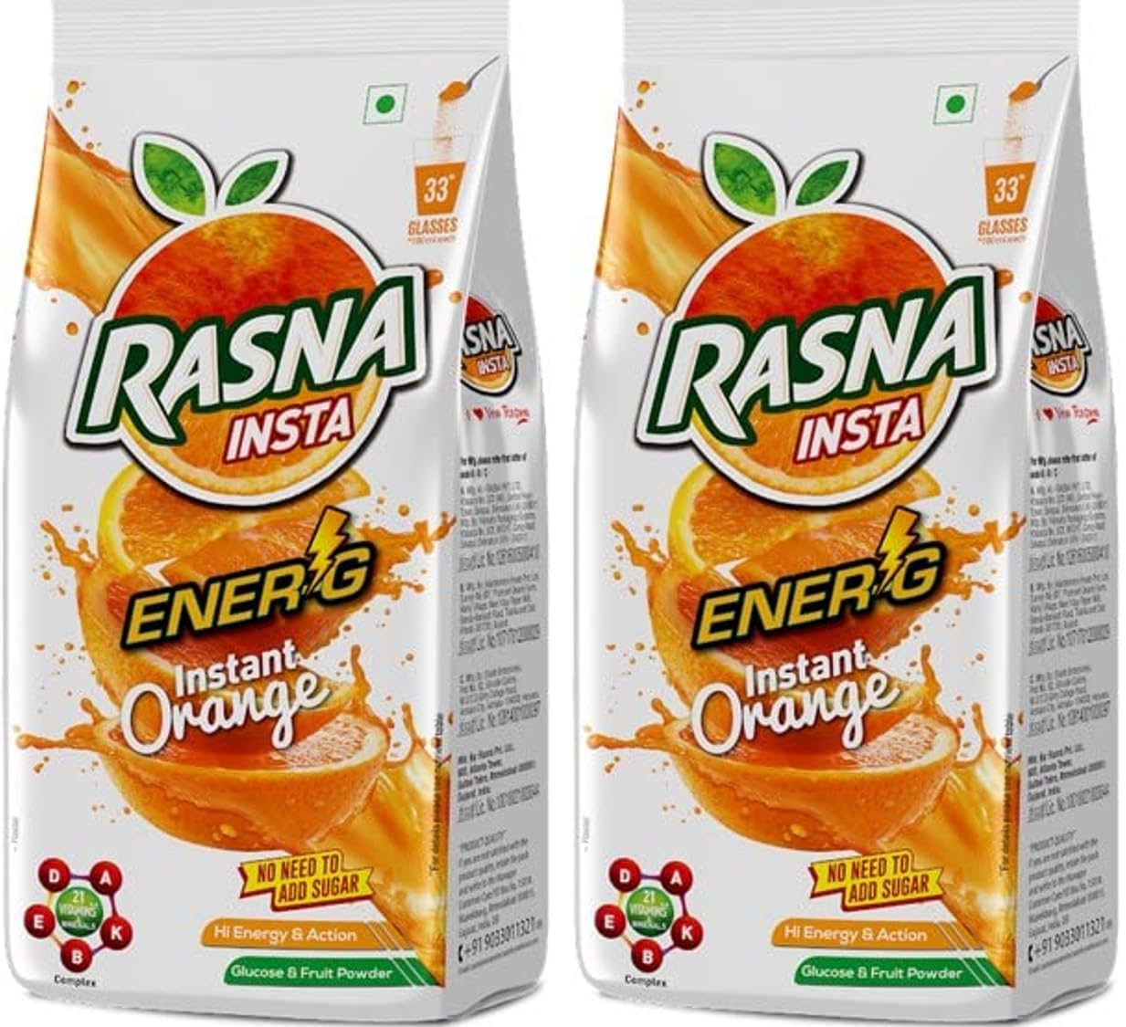 Generic(Unique) rasna Insta Ener-G Instant Orange 750g Pack of 2 (Unique)