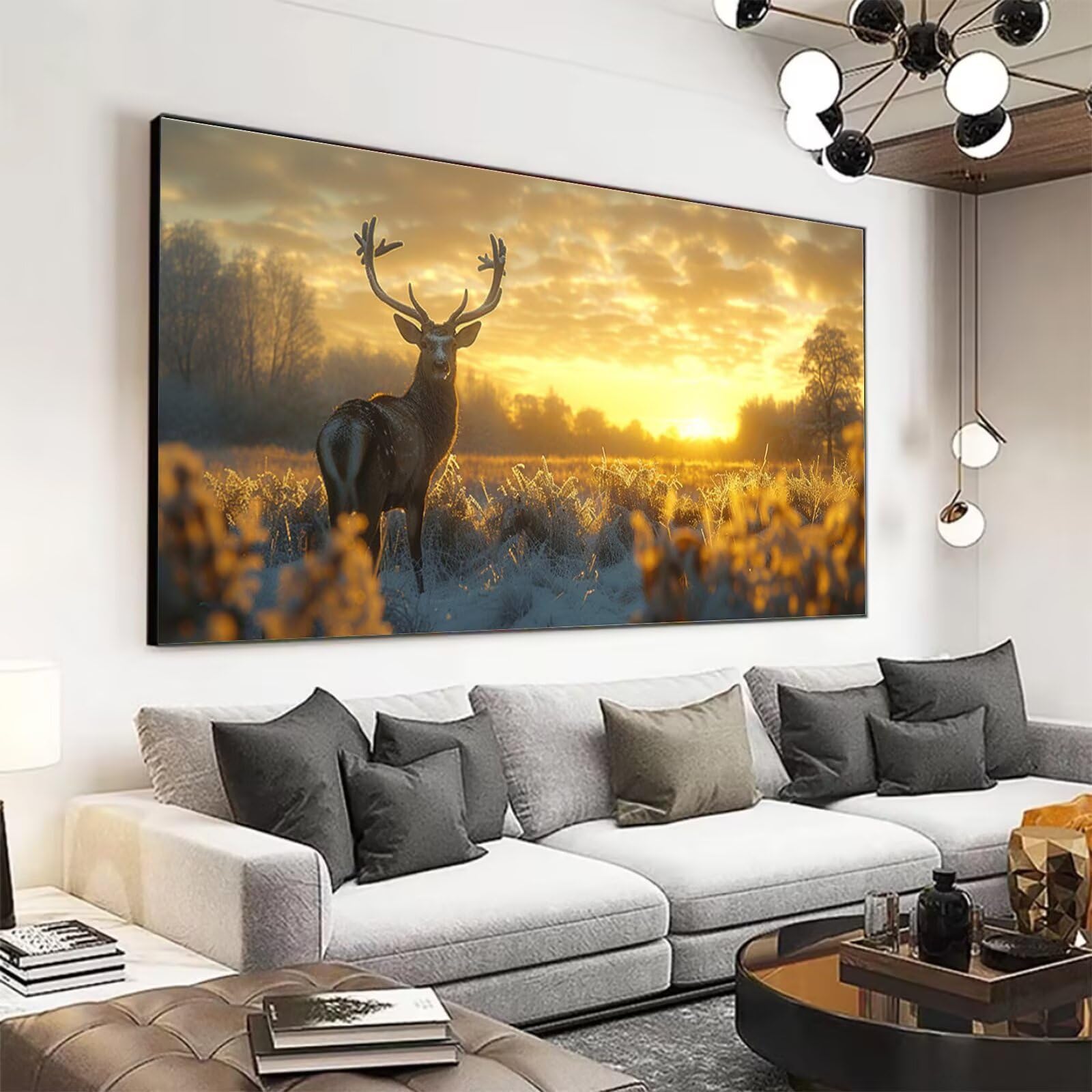Peinture Numero Adulte Cerf Peinture Par NuméRos Grand Format Animal Loisirs CréAtifs Adultes Enfant DIY NuméRo D'Art Complet Kit DéButants ,Cadeau GarçOns Filles 3+ Ans, Sans Cadre 60x120cm M-363