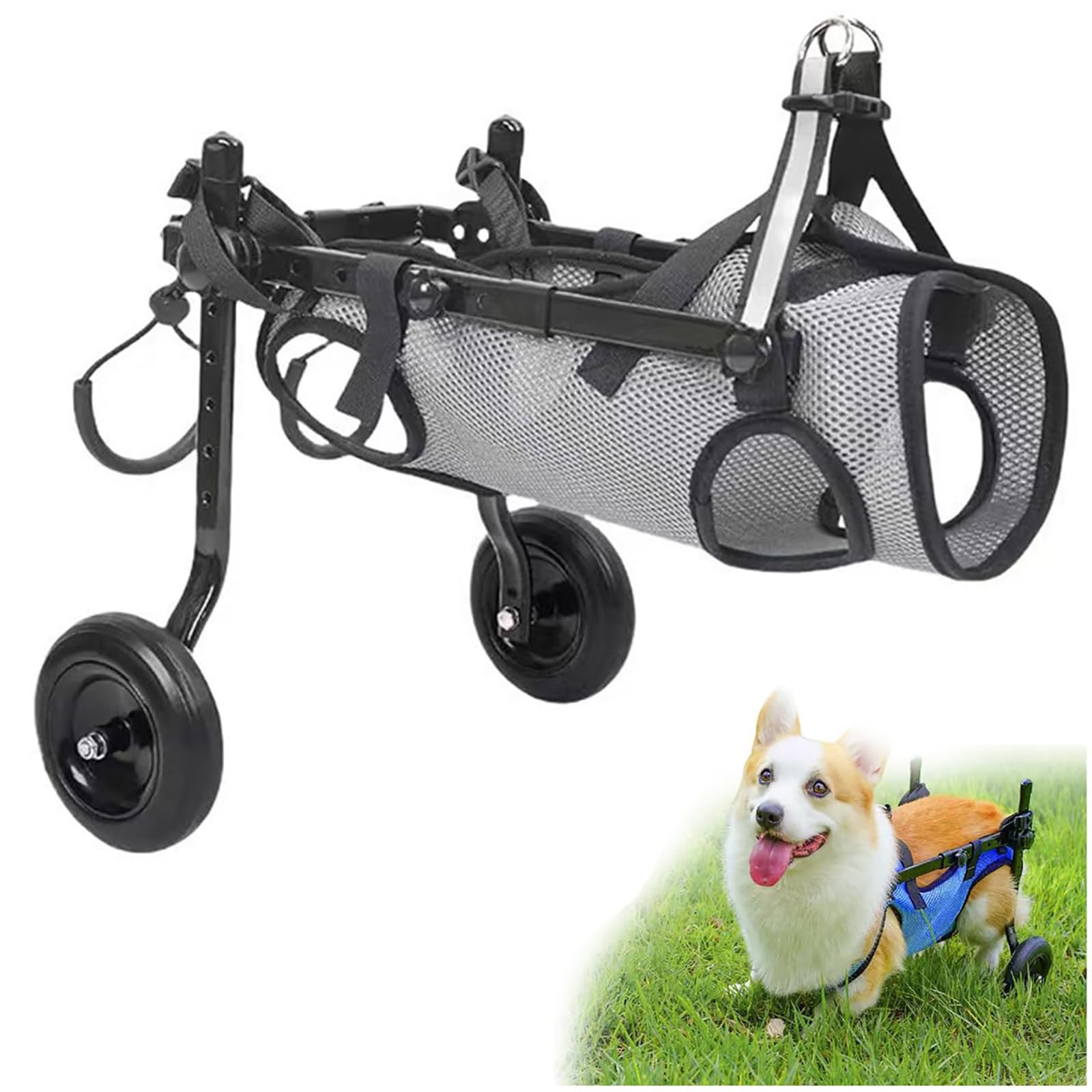 Silla de ruedas para perros – Ayuda de movilidad ajustable de doble rueda para perros discapacitados y ancianos