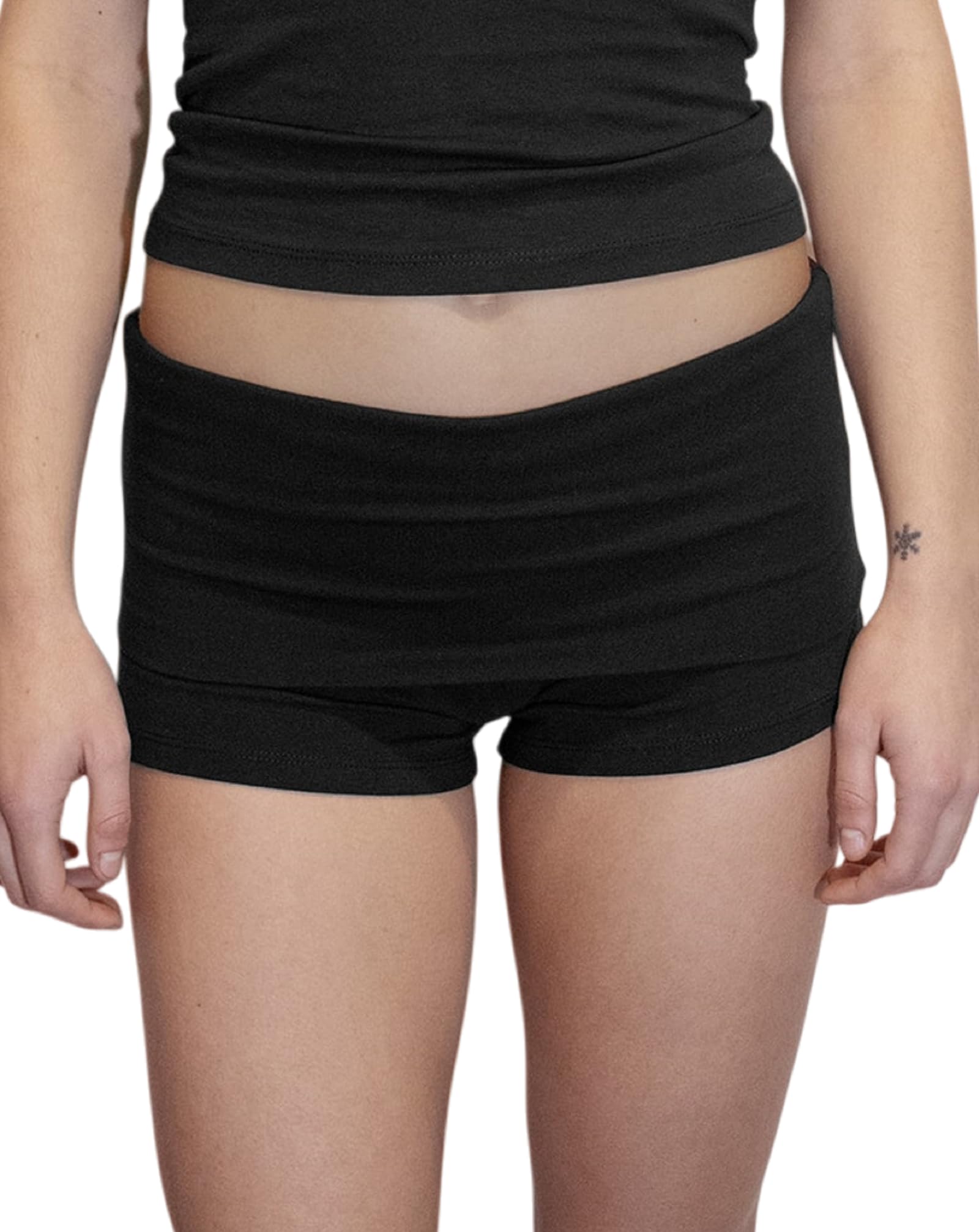 Women Fold Over Lounge Shorts Sexy Low Rise Yoga Shorts