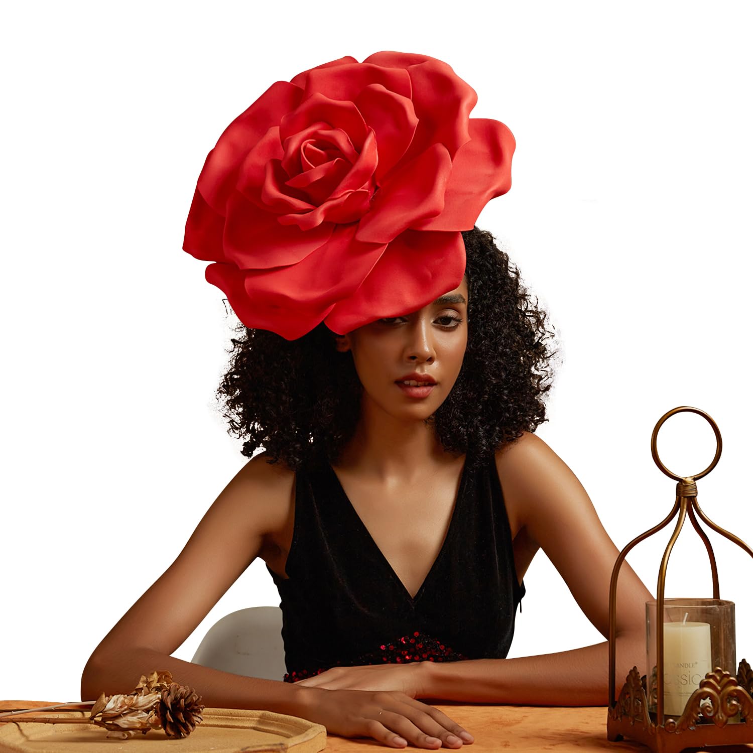 11 Pcs Tea Party Accessory Bride Fascinators Hat for Wedding Women Lace Glove Necklace Bracelet Earrings Lace Folding Fan