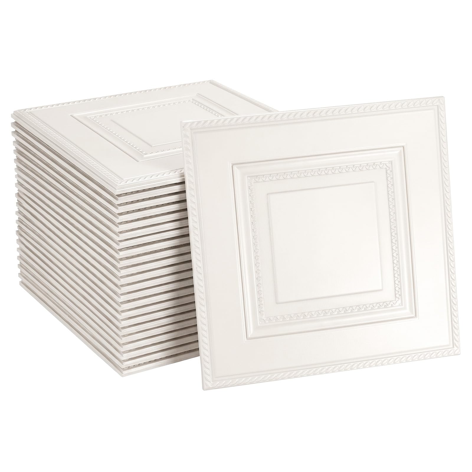 GREENSAPPIRE 40PCS 3D Wall Panels Self Adhesive Waterproof Foam, White