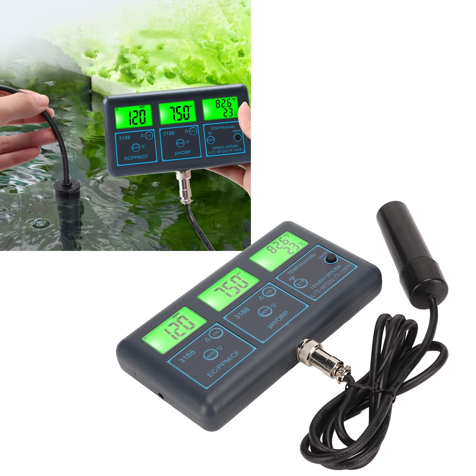 Amazon.co.jp: ph測定器 水槽温度計 水質検査 ph測定 WiFi接続 7 in 1