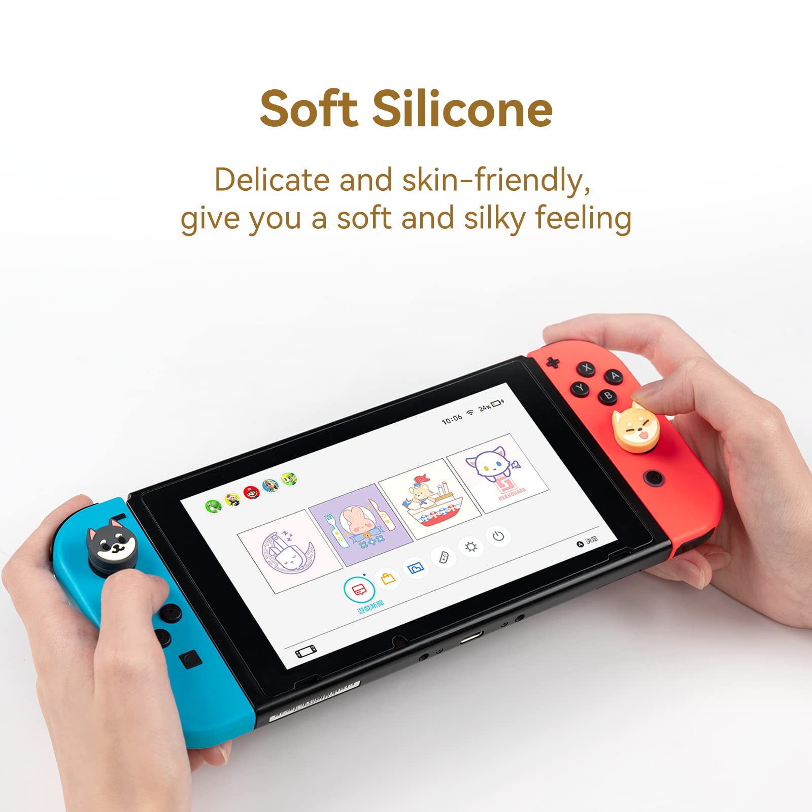 Nintendo Switch - shiba GeekShare Cute Animal Theme Thumb Grip Caps,Compatible with