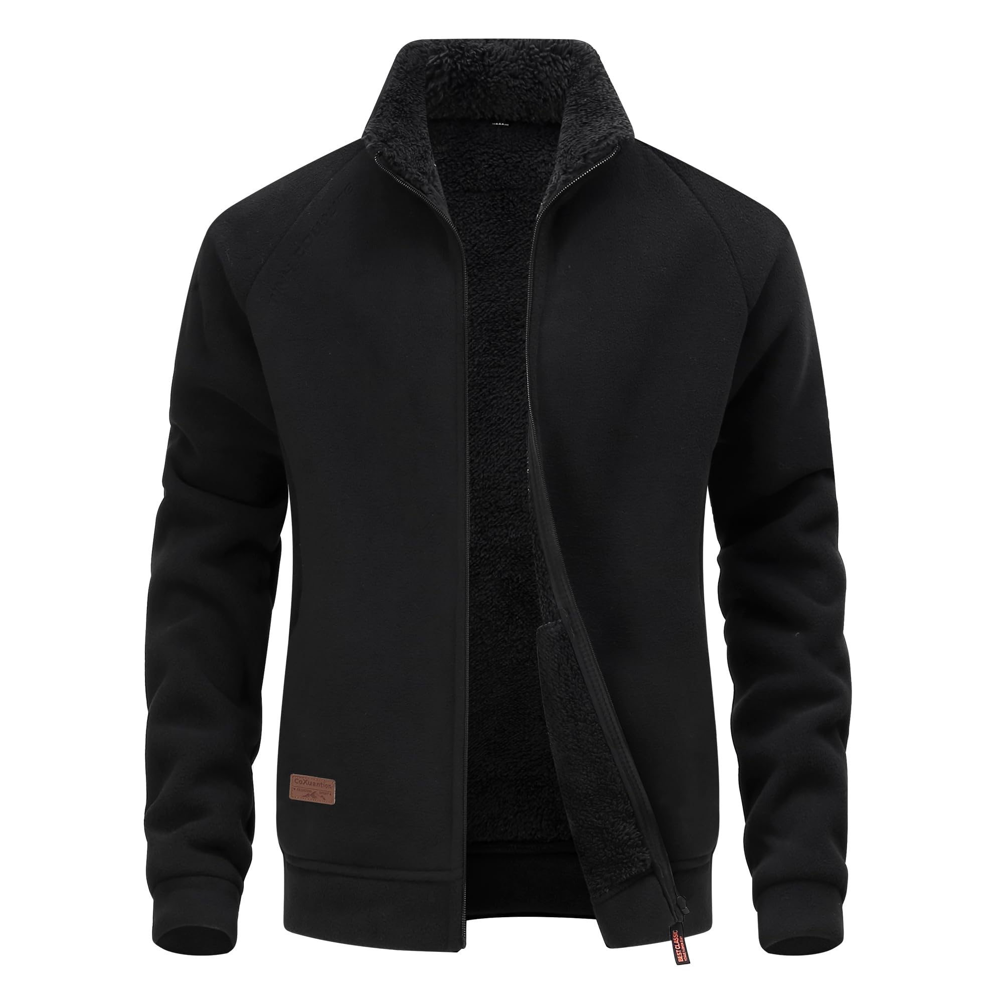 Veste Hiver Polaire Homme Col montant Chaude Veste Légère Coupe-vent Manteau avec poches zippées Manteau de Randonnée pour course loisirs