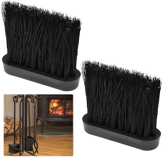 2Pcs Fireplace Brush Head Replacement,Spare Hearth Brush Head
