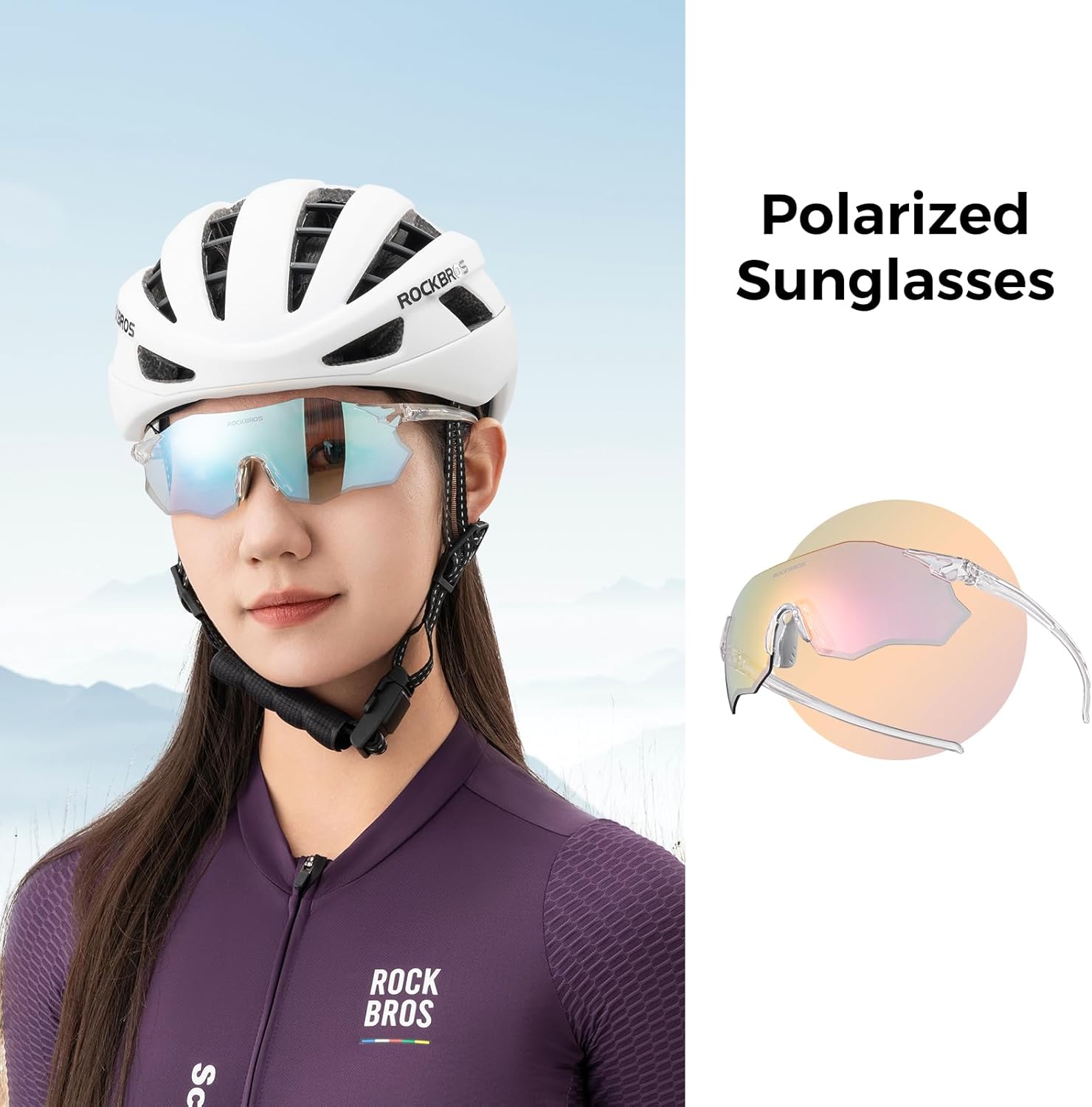 ROCKBROS Photochromic Sports Glasses for Women Men Wrap Around UV400 Protection for Cycling Fishing Driving