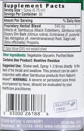Miniatura 2 de Nature's Answer Extracto de jarabe de sambucus en aerosol de 2 onzas líquidas Refuerzo inmunológico sobre la marcha Apto para viajes Rico