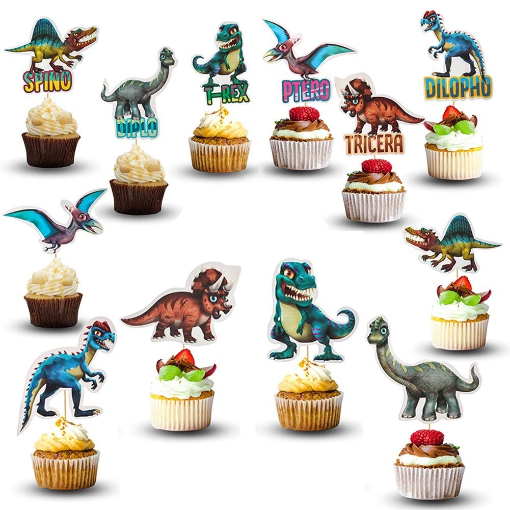 48 Pcs Dinosaur Cupcake Toppers Dinosaur Party Supplies