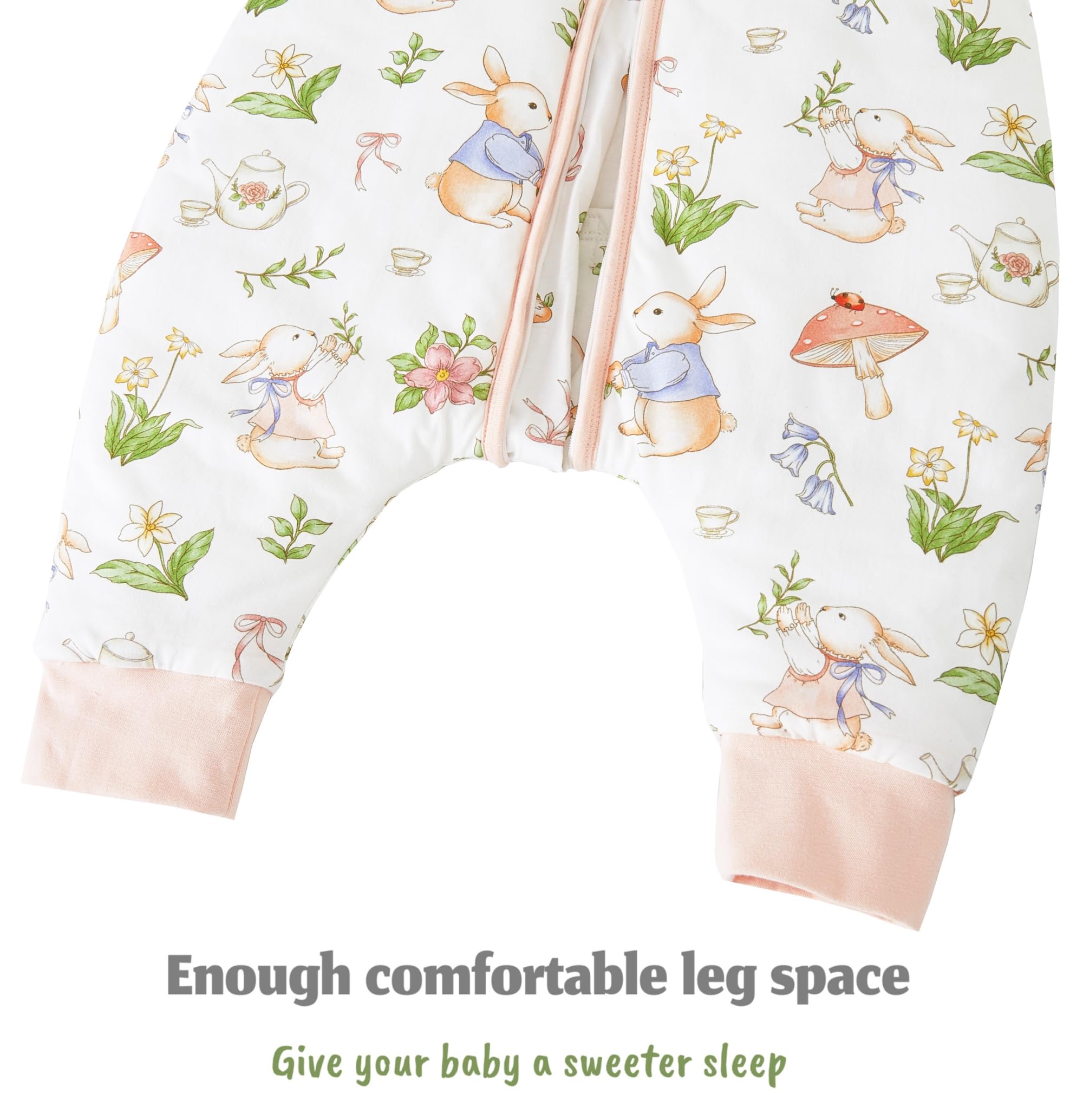 Chilsuessy Sacco nanna invernale con piedi, 2,5 Tog, sacco nanna invernale con gambe, per ragazzi e ragazze, 2,5 tog/orsetti + conigli, 70 cm, altezza bambino 80-90 cm