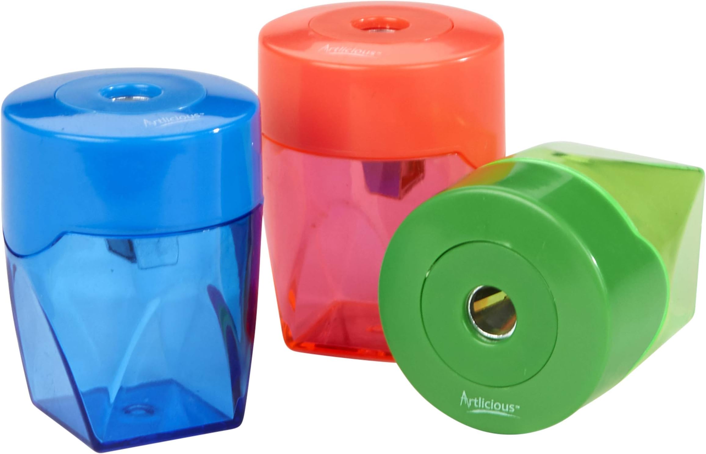3 Colorful Compact Metal Pencil Sharpener Value Pack - Colored Pencils, Watercolor Pencils, School Pencils