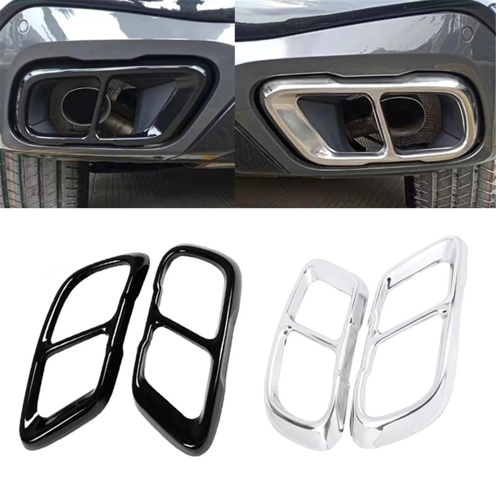 Silenciador de escape for coche, cubierta de tubo de escape, puntas de garganta, compatible con BMW X5, G05, X6, G06, X7, G07 (2019-2025), accesorios de decoración for automóviles.(Silver)