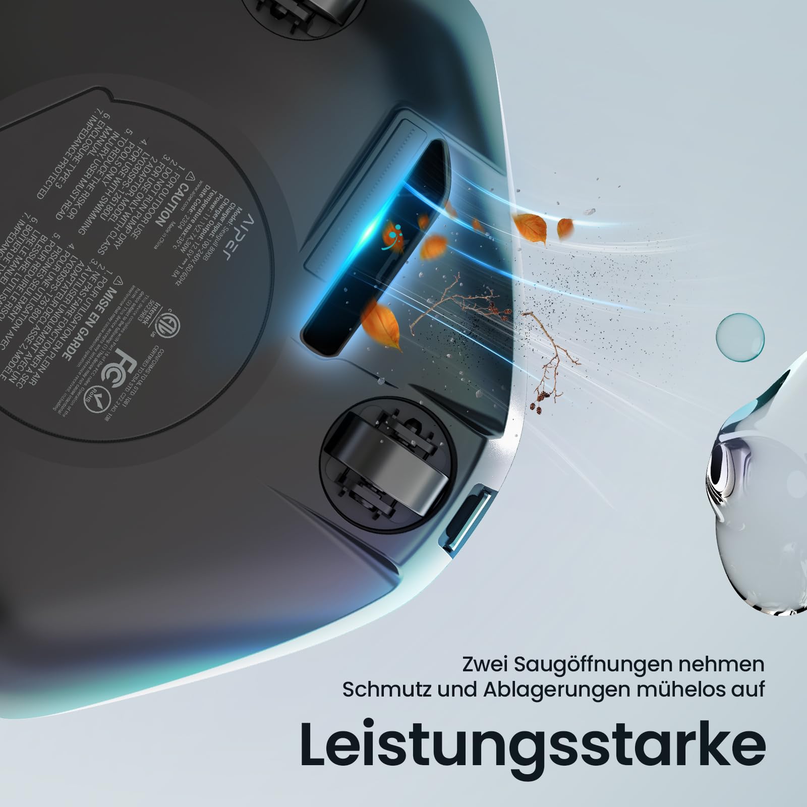 AIPER Seagull 800B Kabelloser Poolroboter, Selbstparkende Technologie, 90 Min Akkulaufzeit, Starke Saugkraft, LED-Anzeige, Ideal für Aufstellpools bis zu 80 m²