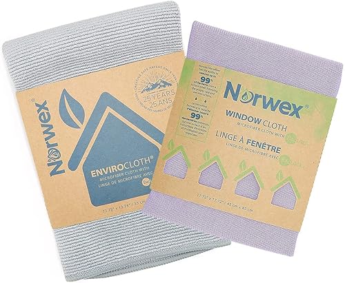 Norwex Paquete básico  Microfibra  Paño de limpieza de ventanas de vidrio y paño de polvo para el hogar, los colores pueden variar