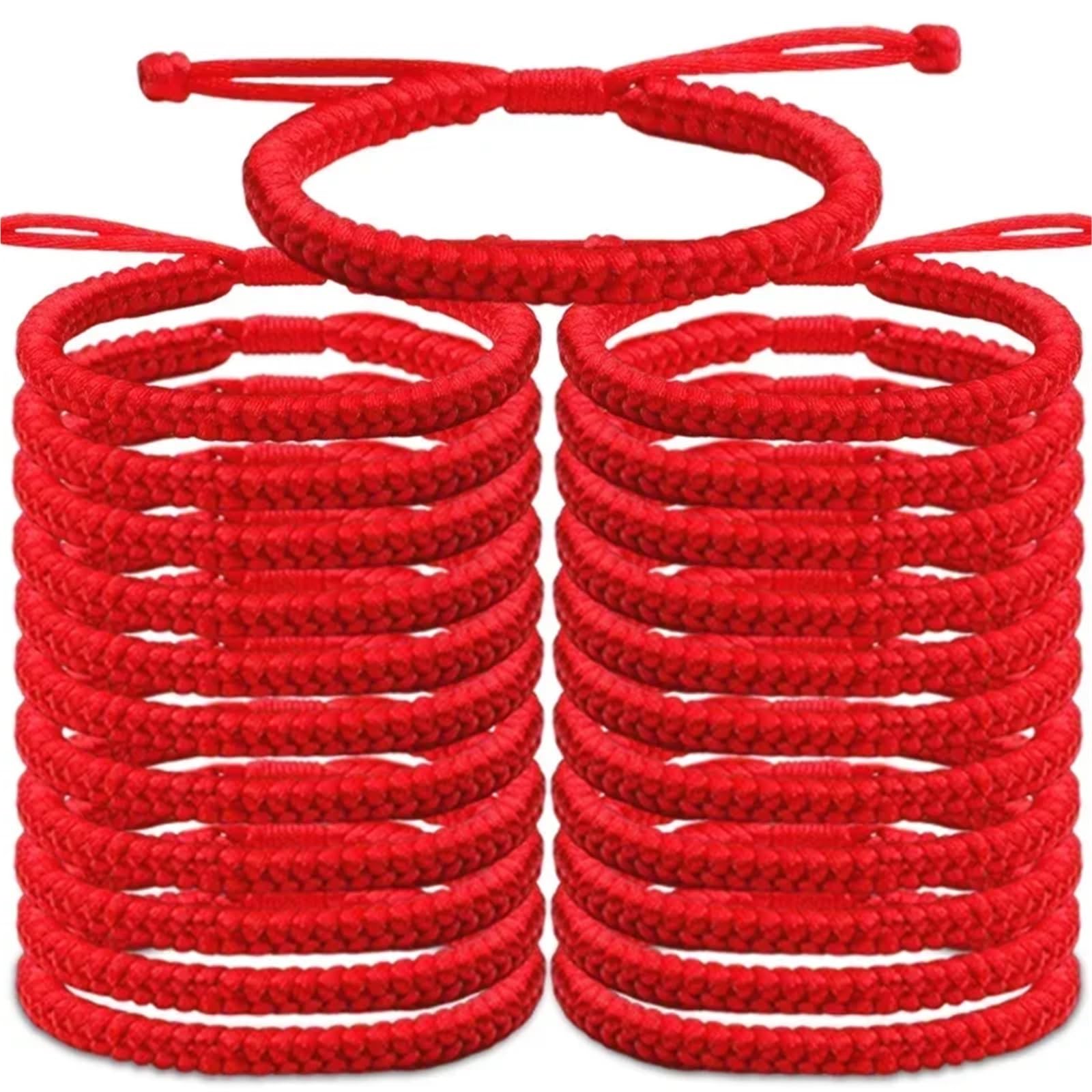 Geflochtenes Seilarmband Handgefertigtes tibetisch-buddhistisches Glücksarmband, rotes Seil, farblich passende Armbänder
