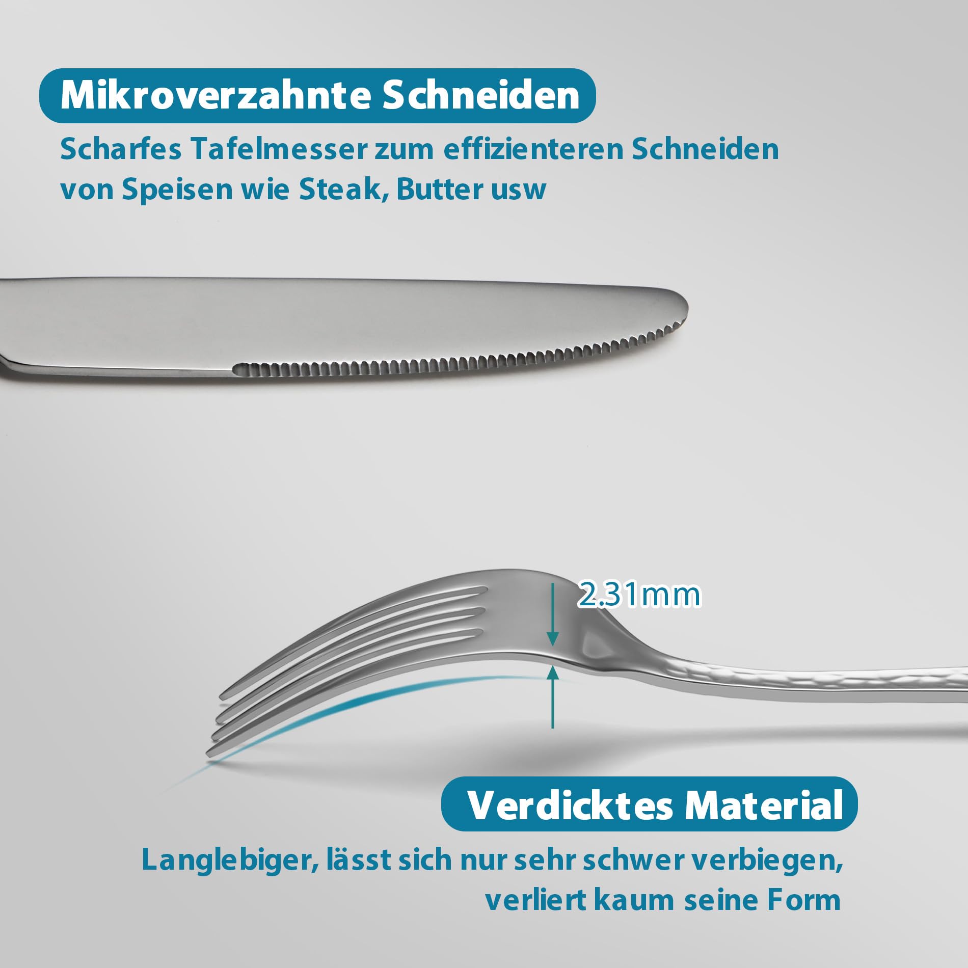 Gehämmertes Besteckset, EIUBUIE 20-Teiliges Edelstahl Besteck, Modernes Besteck Set 4 Personen, Essbesteck Set mit Messer Gabel Löffel, Tafelbesteck für Haus/Party, Hochglanzpoliert, Spülmaschinenfest