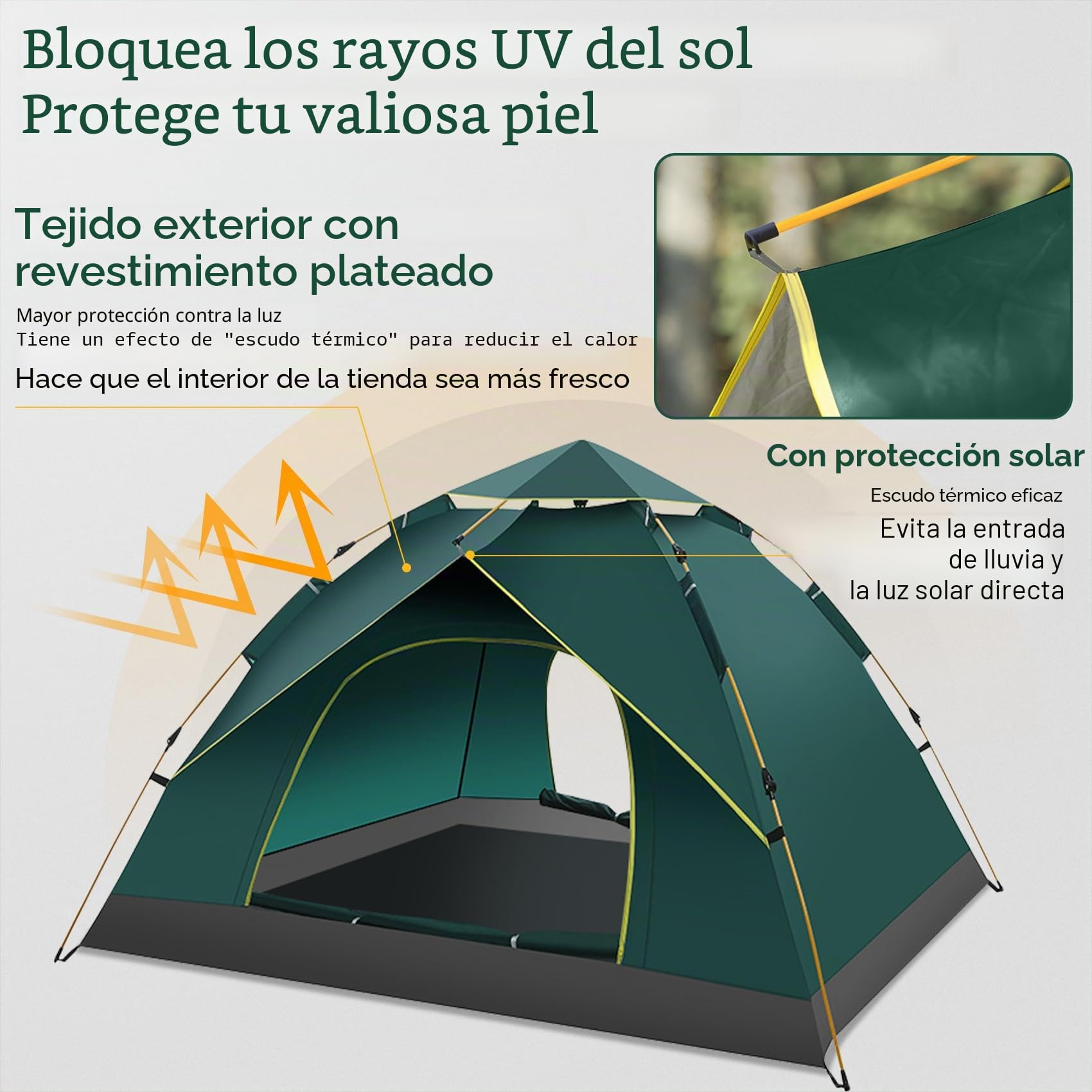 Tienda de campaña automática 2-3 personas impermeable resistente al viento protección UV playa camping