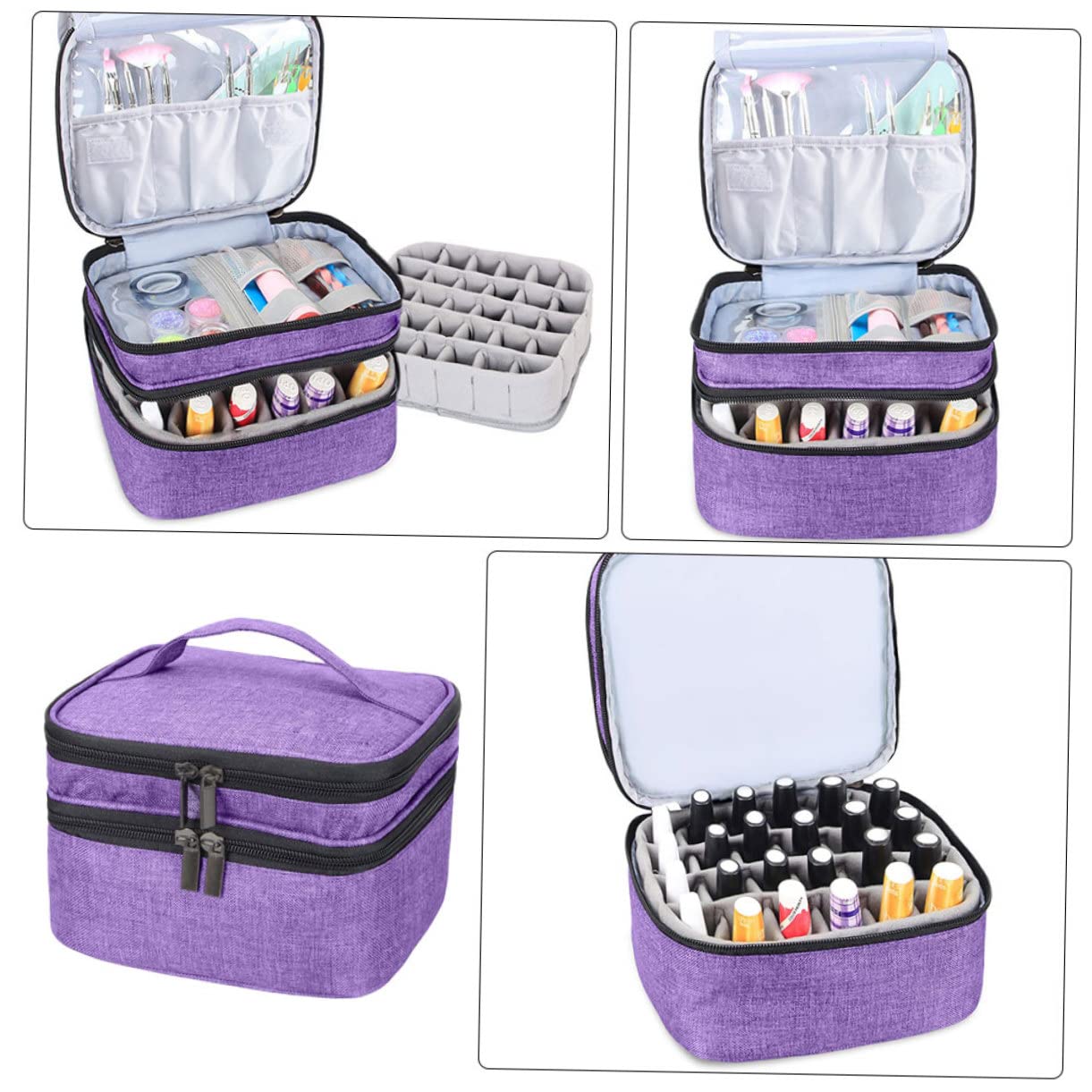 Ipetboom Custodia per Oli Essenziali Doppio Borsa Organizer Portatile per Smalto per Unghie Include Flaconi Materiale Oxford e Resistente