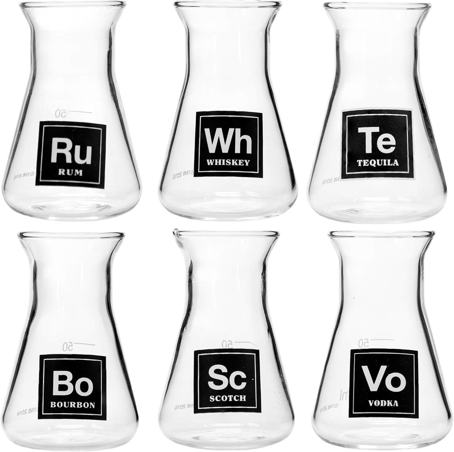 Drink Periodically Set of 6 Laboratory Erlenmeyer Flask