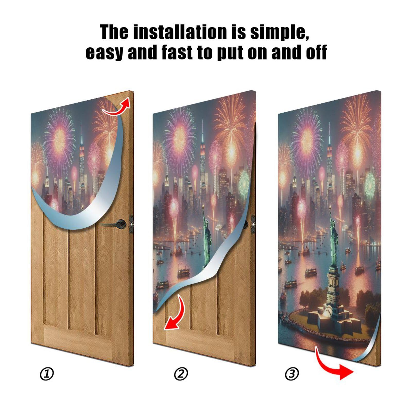 FLildon Statue of Liberty Independence Day Door Cover Decoration, 4th of July Party Accessory Porch Decor for Festive Ornament Room Door Covers 32 x 79 Inch